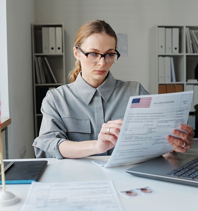 Consultant reviewing a visa application